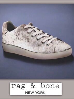 Rag & Bone Sneakers RB1 Low Top in Dove Crushed Velvet Silver Grey